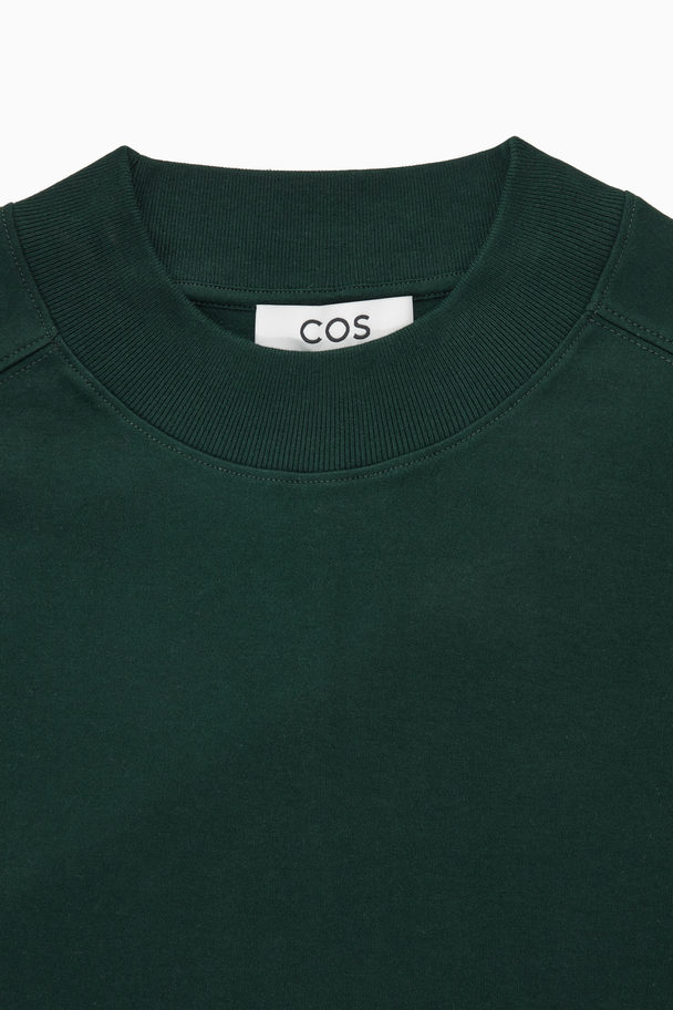 COS Waisted Mock-neck T-shirt Dark Green
