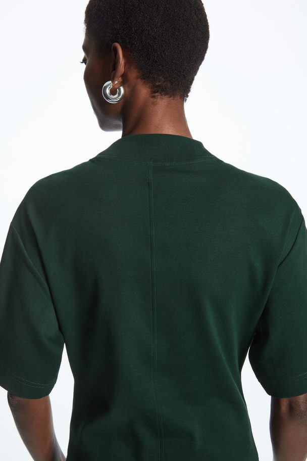 COS Waisted Mock-neck T-shirt Dark Green