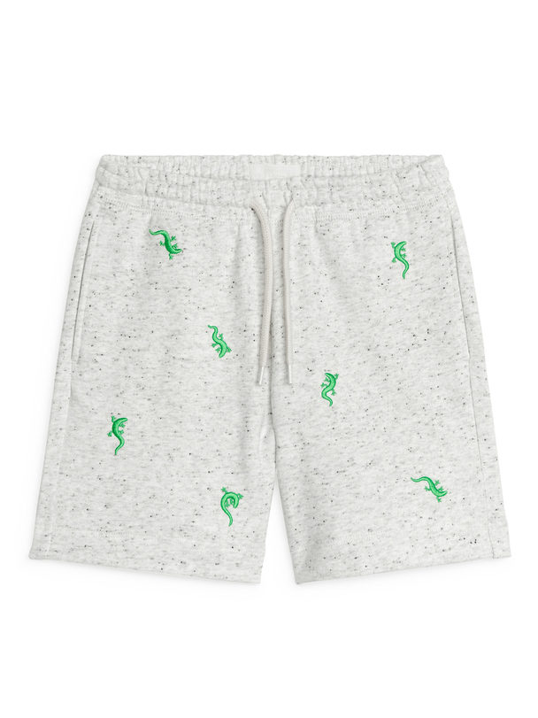 ARKET Embroidered Jersey Shorts Grey/neps