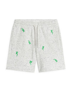 Embroidered Jersey Shorts Grey/neps