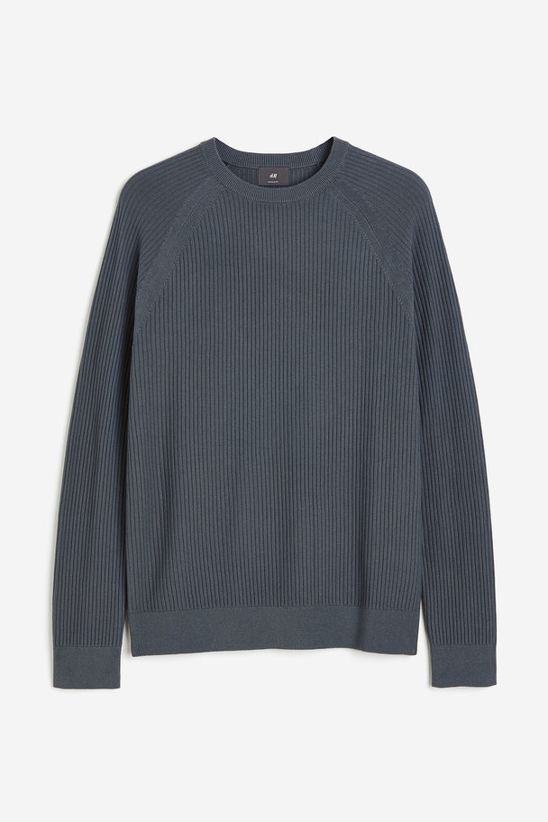 H&M Knitted Jumper Muscle Fit Dark Grey