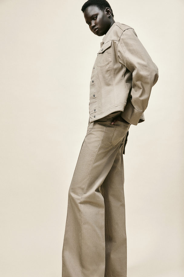 H&M Tapered-waist Twill Jacket Dark Beige