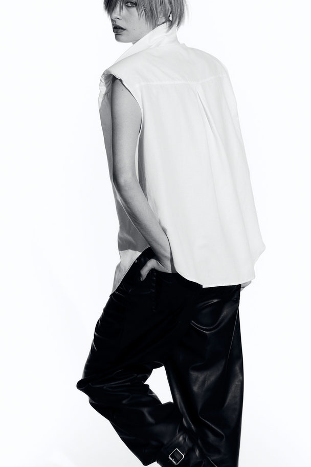 H&M Shoulder-pad Sleeveless Shirt White