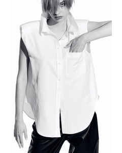 Shoulder-pad Sleeveless Shirt White