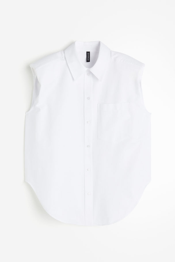 H&M Skjorte Uden Ærmer Med Skulderpuder Hvid