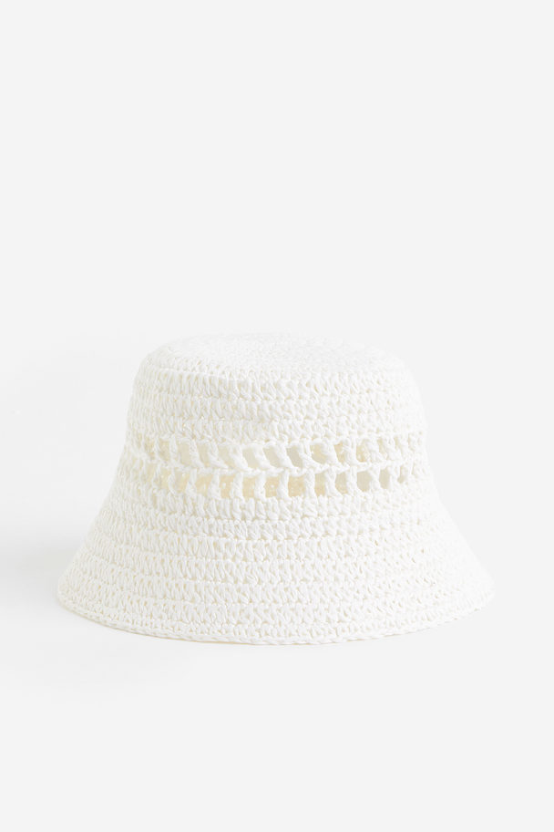 H&M Bucket Hat aus Stroh Weiß