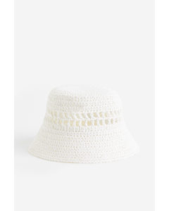 Bucket Hat aus Stroh Weiß
