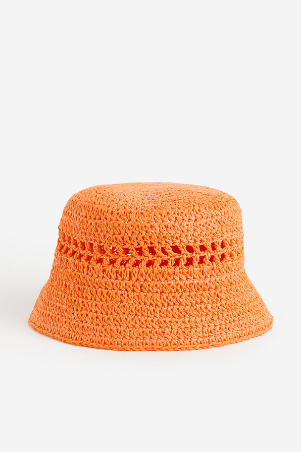 H&M Straw Bucket Hat Orange