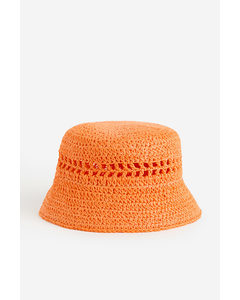 Straw Bucket Hat Orange