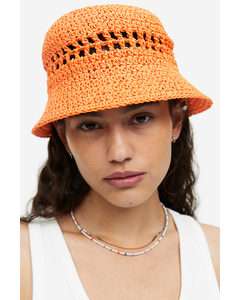 Bucket Hat aus Stroh Orange