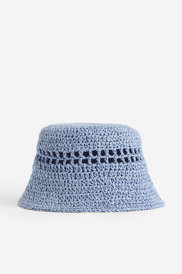 H&M Bucket Hat aus Stroh Blau