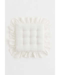 Linen-blend Seat Cushion White