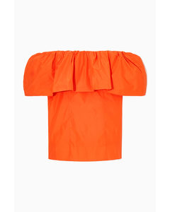 Voluminous Off-the-shoulder Top Bright Orange