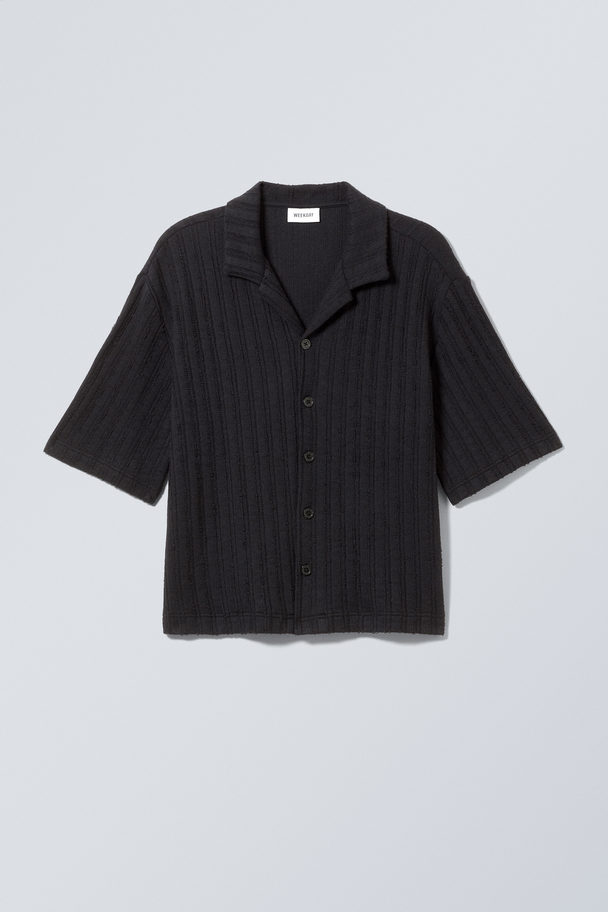 Weekday Boxy Structure Resort Shirt Black