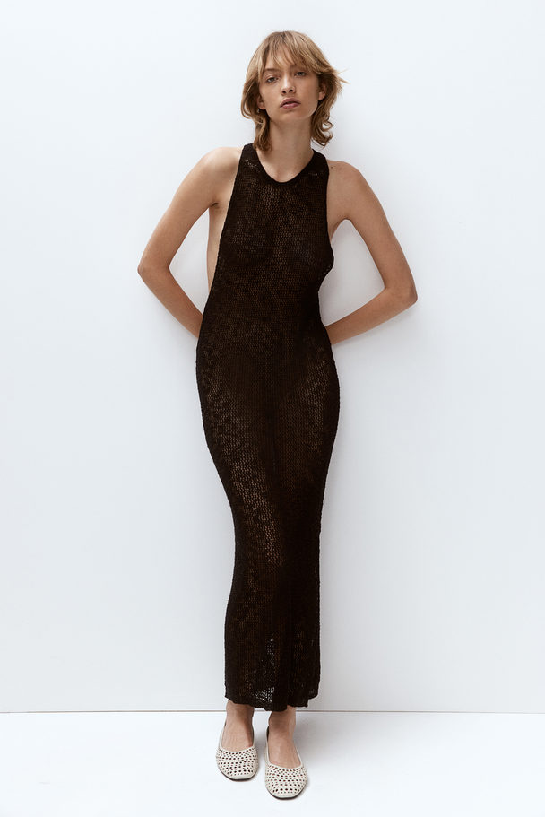H&M Twist-detail Crochet-look Dress Black