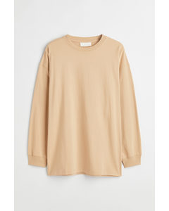 Oversized Fit Cotton Top Clay Beige