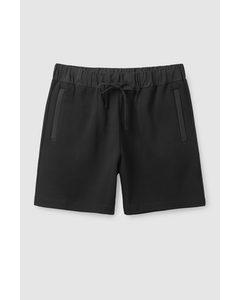 Regular-fit Drawstring Shorts Black