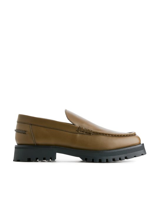 Arket Chunky Leather Moccasins Brown