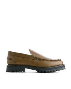Chunky Leather Moccasins Brown