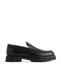 Chunky Leather Moccasins Black