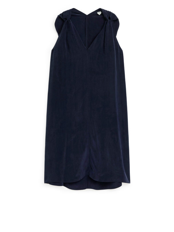 ARKET Cupro-kjole Med Sløyfe Mørkeblå