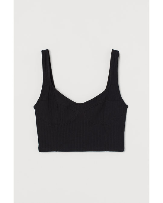 H&M Ribbed Strappy Top Black