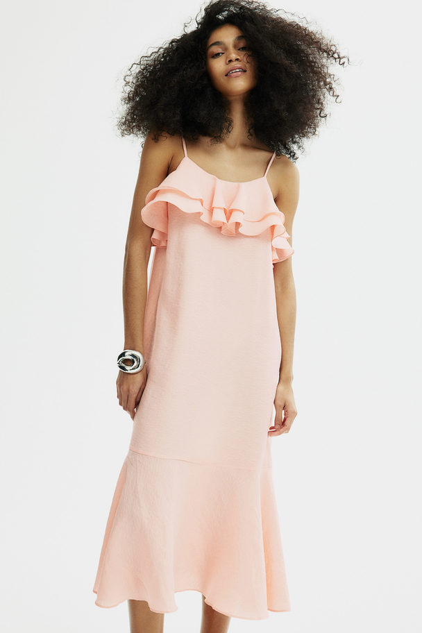 H&M Flounce-top Strappy Dress Light Pink