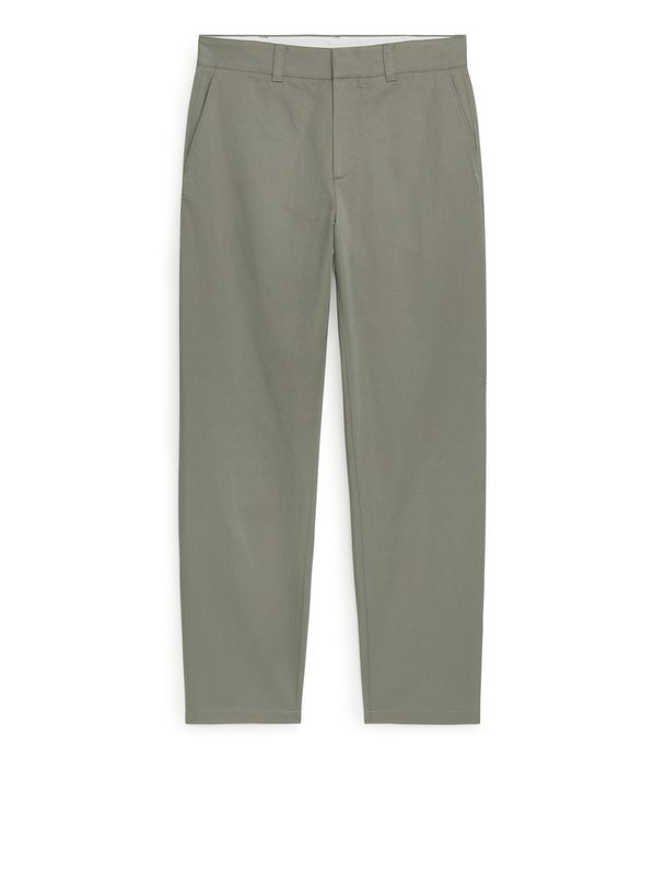 ARKET Cotton Lyocell Trousers Khaki Green