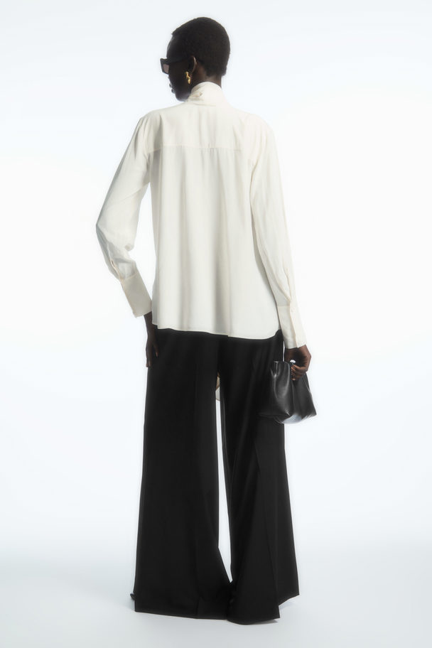 COS Bow Voile Blouse Off-white