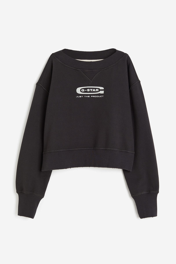 G-Star RAW Vintage Cropped Logo Loose Sweatshirt Grey
