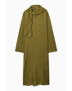 Neck-tie Kaftan Maxi Dress Khaki