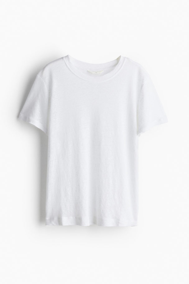 H&M T-Shirt aus Leinen Weiß