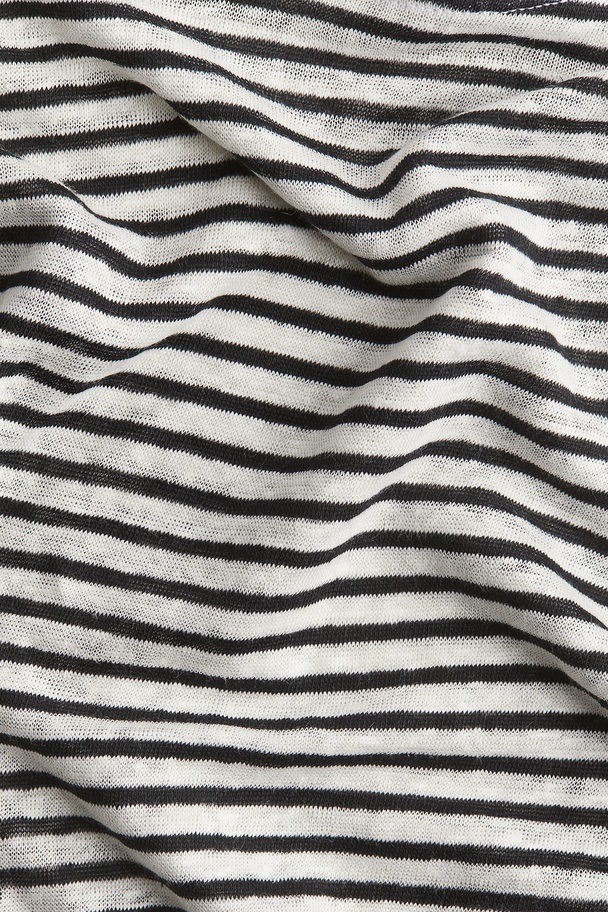 H&M Linen T-shirt White/black Striped