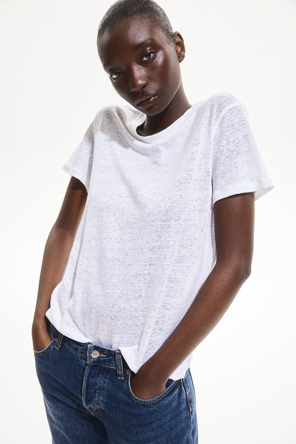 H&M Linen T-shirt White