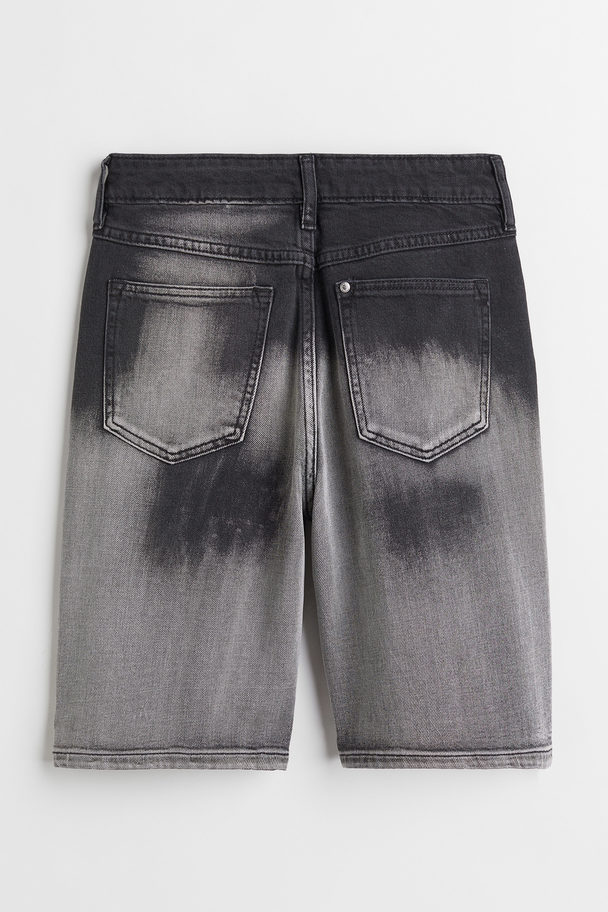H&M Embroidered Denim Shorts Grey/smileyworld®