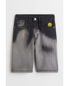 Embroidered Denim Shorts Grey/smileyworld®