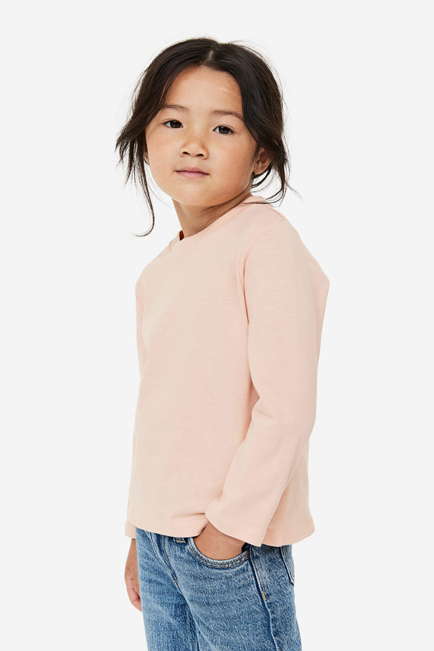 H&M 3-pack Long-sleeved Cotton Tops Apricot/pink/light Greige