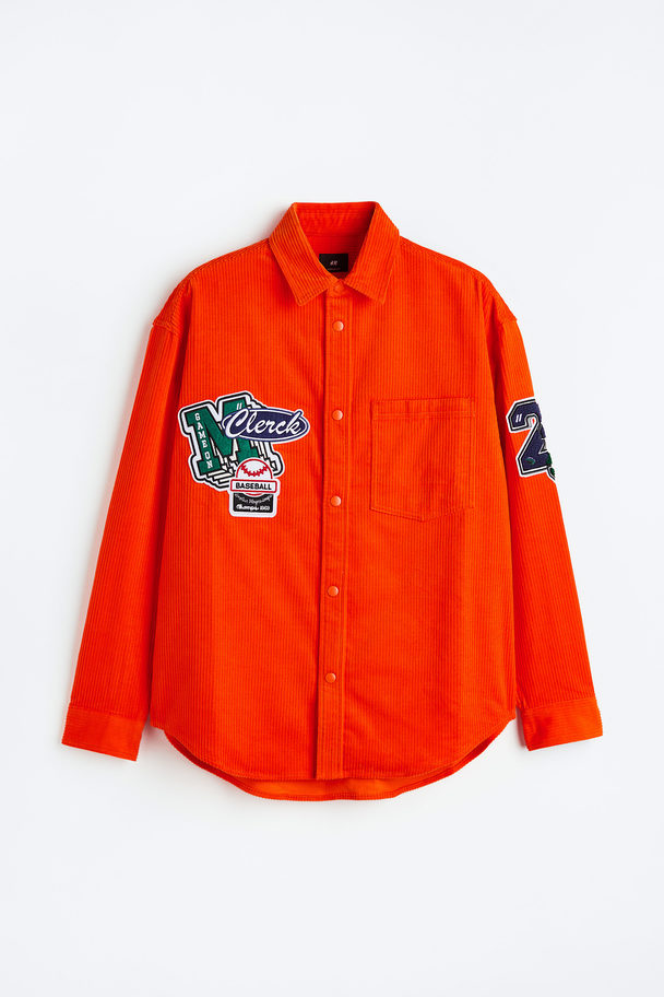 H&M Overshirt aus Cord in Oversized Fit Orange