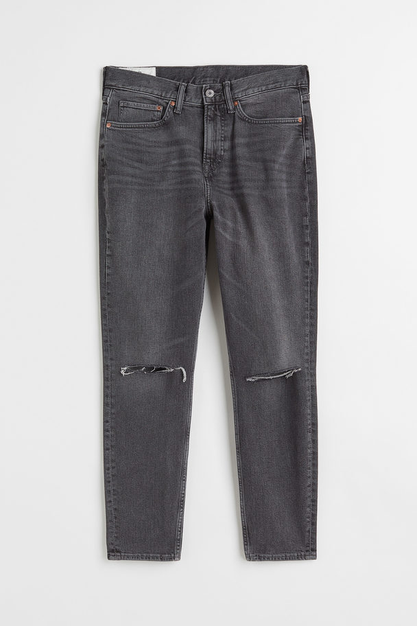 H&M Slim Tapered Cropped Jeans Dark Denim Grey