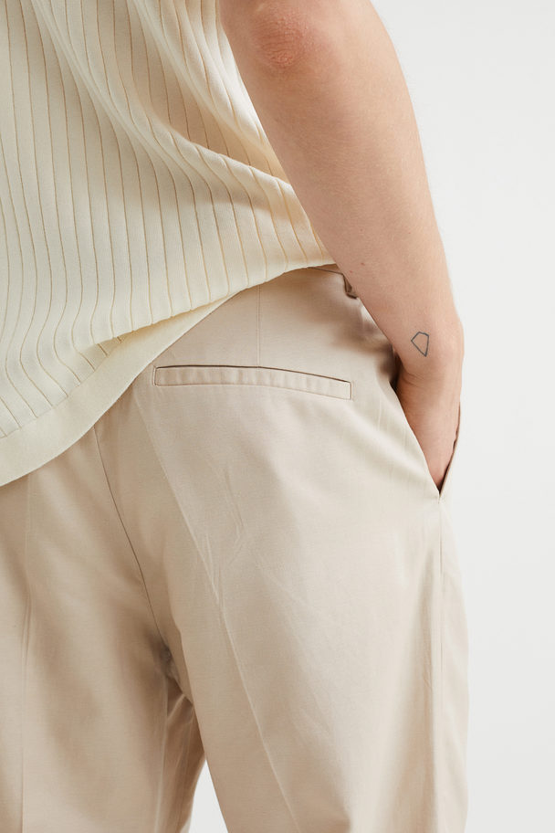 H&M Relaxed Fit Linen-blend Trousers Beige