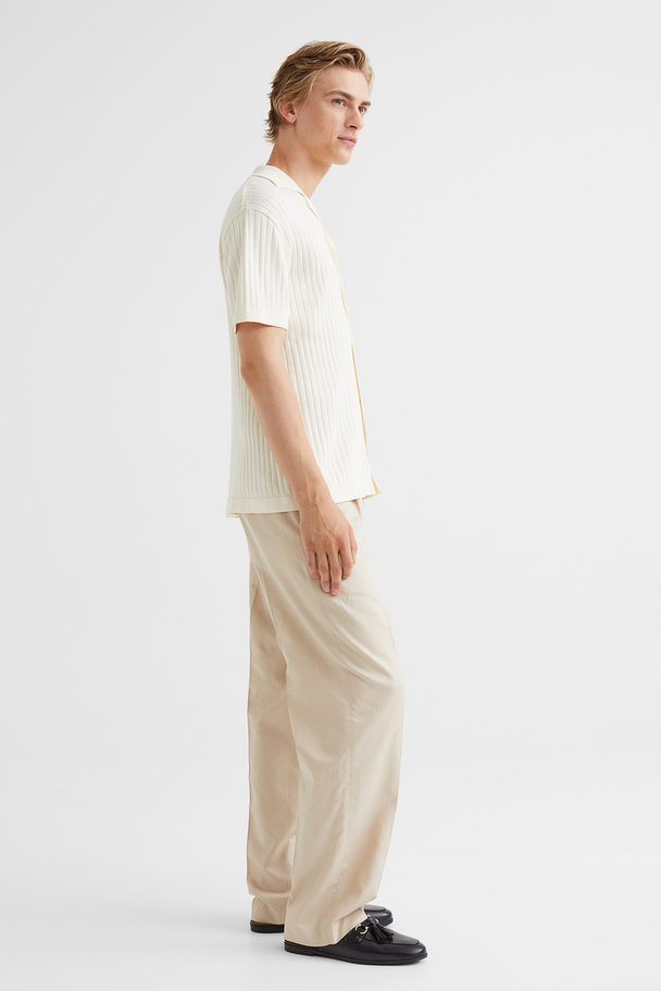 H&M Relaxed Fit Linen-blend Trousers Beige