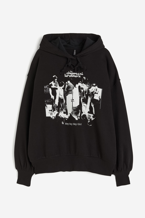 H&M Oversized Hoodie mit Motivprint Schwarz/The Chemical Brothers
