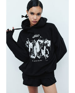 Oversized Hoodie mit Motivprint Schwarz/The Chemical Brothers