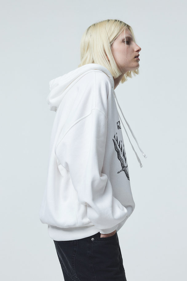 H&M Oversized Hoodie mit Motivprint Weiß/Stranger Things