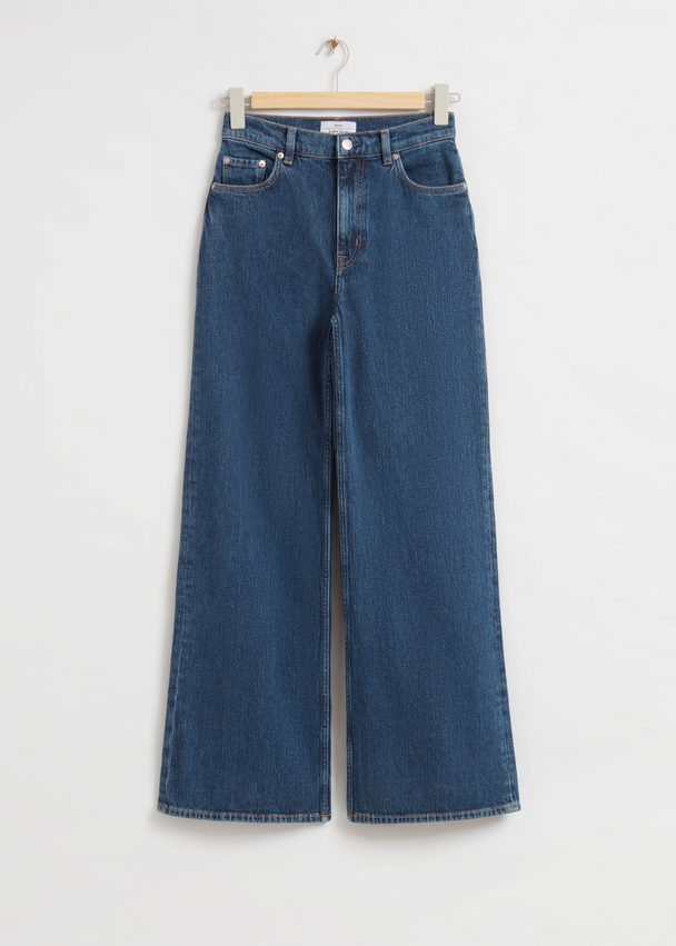 & Other Stories Jeans mit weitem Bein Taubenblaues Denim