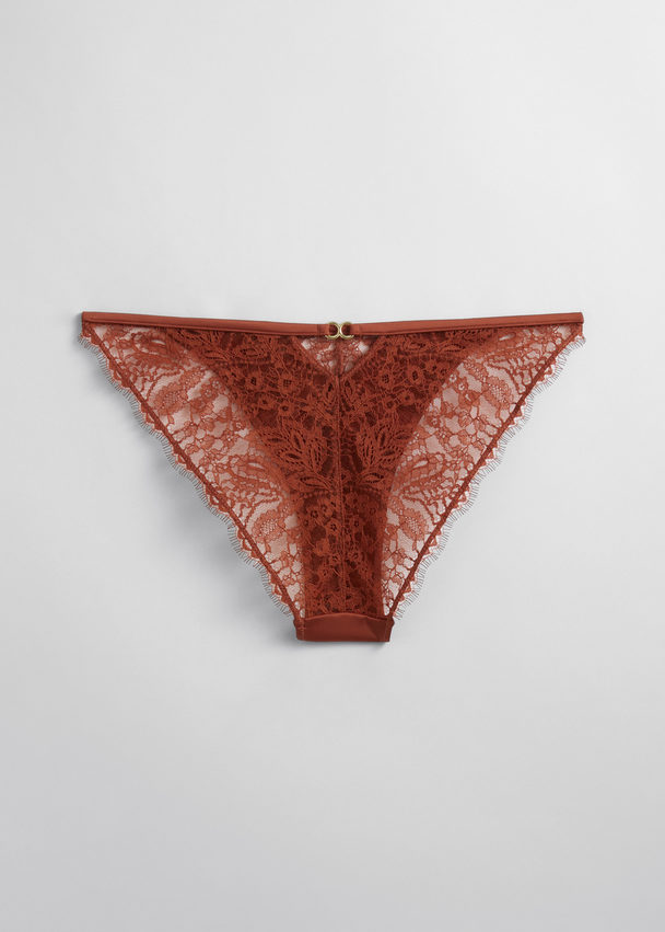 & Other Stories Floral Lace Mini Briefs Brown