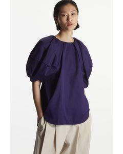 Relaxed-fit Puff-sleeve Blouse Navy