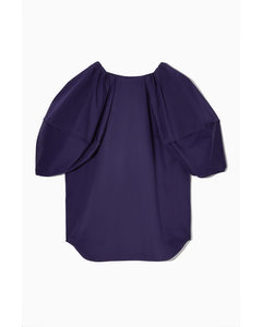 Relaxed-fit Puff-sleeve Blouse Navy