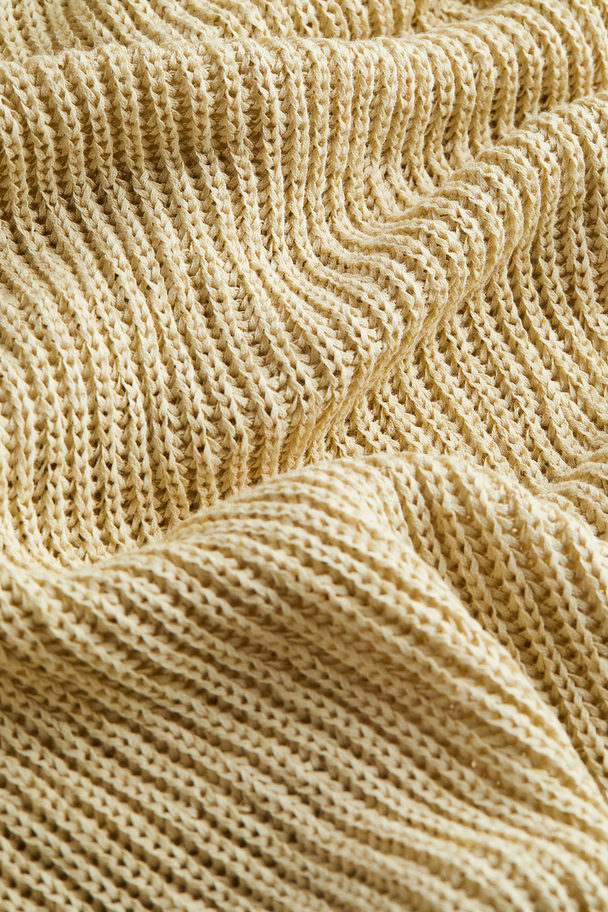 H&M Rib-knit Silk-blend Dress Light Yellow
