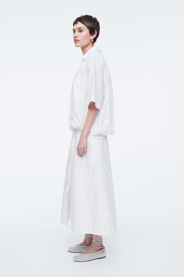 COS Open-collar Drawstring Blouse White